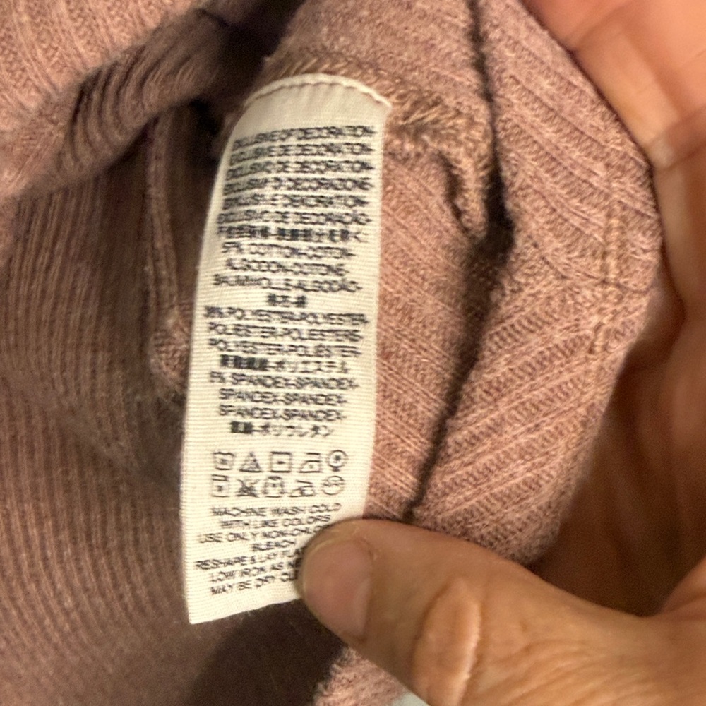 Free People Lace-Trim Ribbed Long Sleeve Top - Mauve Pink - Picture 5 of 5